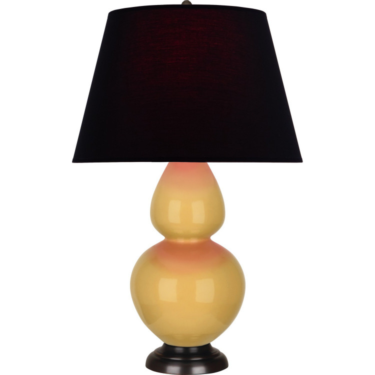 Robert Abbey - SU21K - One Light Table Lamp - Double Gourd - Sunset Yellow Glazed Ceramic w/Deep Patina Bronze