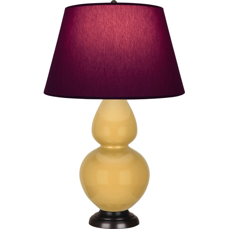 Robert Abbey - SU21P - One Light Table Lamp - Double Gourd - Sunset Yellow Glazed Ceramic w/Deep Patina Bronze