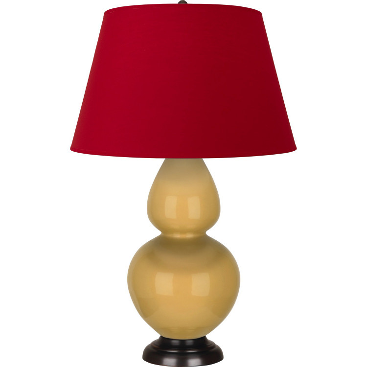 Robert Abbey - SU21R - One Light Table Lamp - Double Gourd - Sunset Yellow Glazed Ceramic w/Deep Patina Bronze