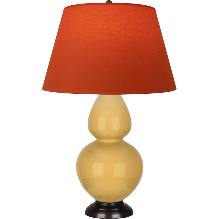 Robert Abbey - SU21T - One Light Table Lamp - Double Gourd - Sunset Yellow Glazed Ceramic w/Deep Patina Bronze