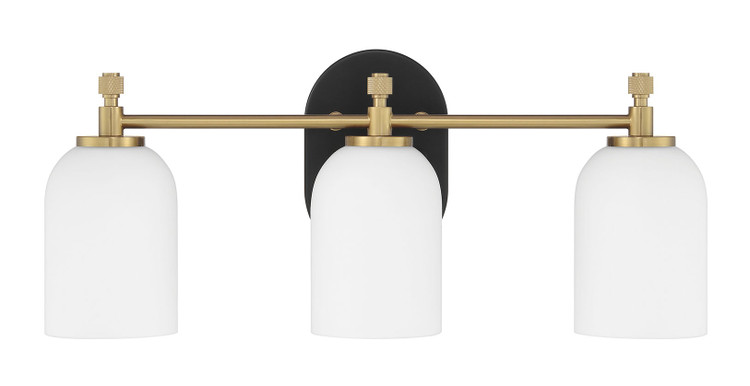 Craftmade - 60303-FBSB - Three Light Vanity - Council - Flat Black/Satin Brass