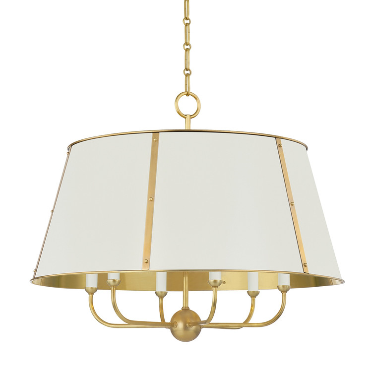 Hudson Valley - MDS121-AGB/OW - Six Light Chandelier - Cambridge - Aged Brass
