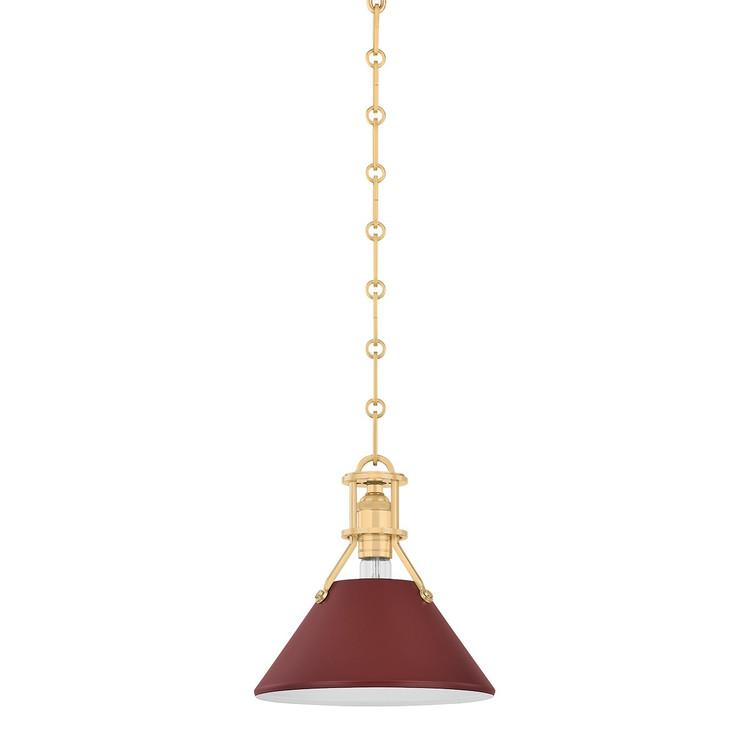 Hudson Valley - MDS351-AGB/CRN - One Light Pendant - Painted No. 2 - Aged Brass