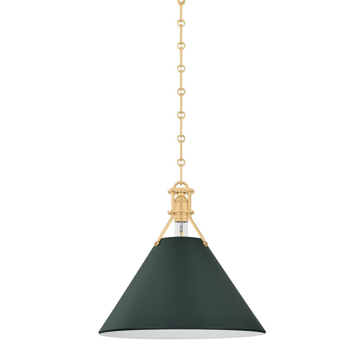 Hudson Valley - MDS352-AGB/SSG - One Light Pendant - Painted No. 2 - Aged Brass
