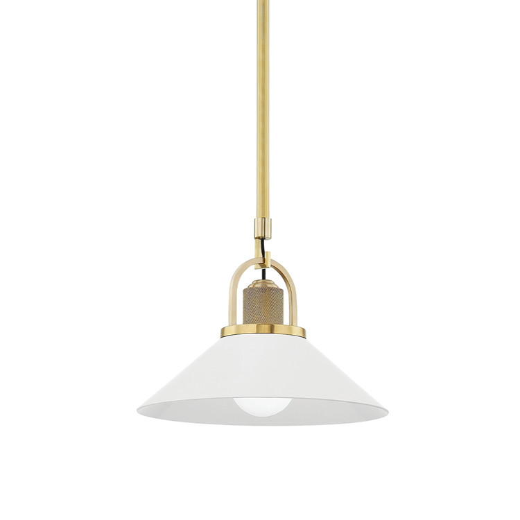Hudson Valley - 2613-AGB/WH - One Light Pendant - Syosset - Aged Brass