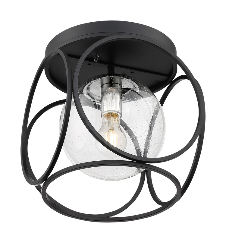 Nuvo Lighting - 60-6936 - One Light Flush Mount - Aurora - Black / Polished Nickel