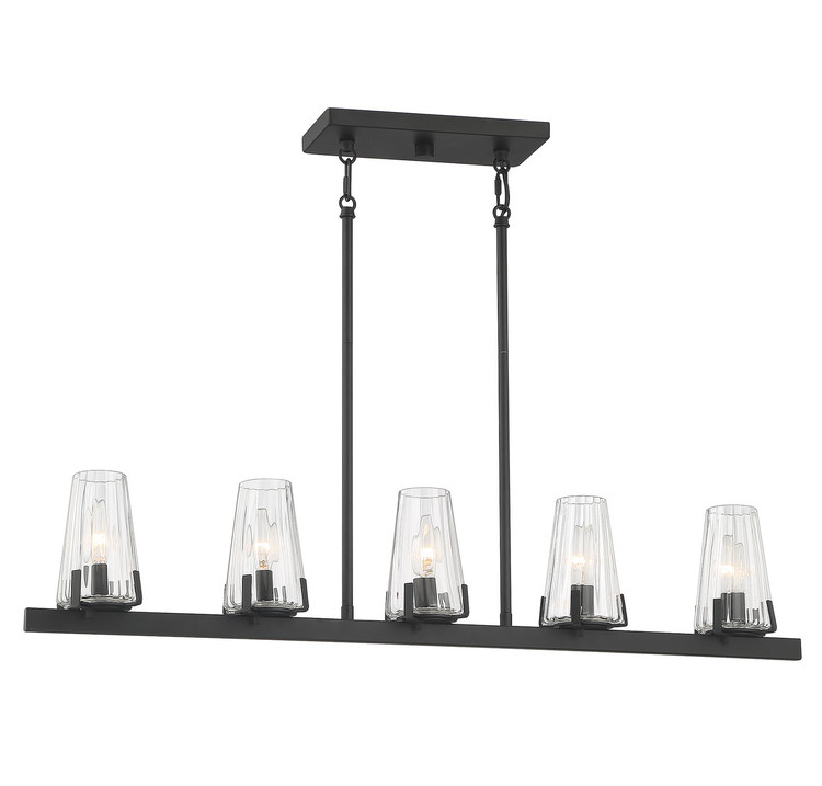 Lighting One E - V6-L1-2321-5-89 - Five Light Linear Chandelier - Dimond - Matte Black