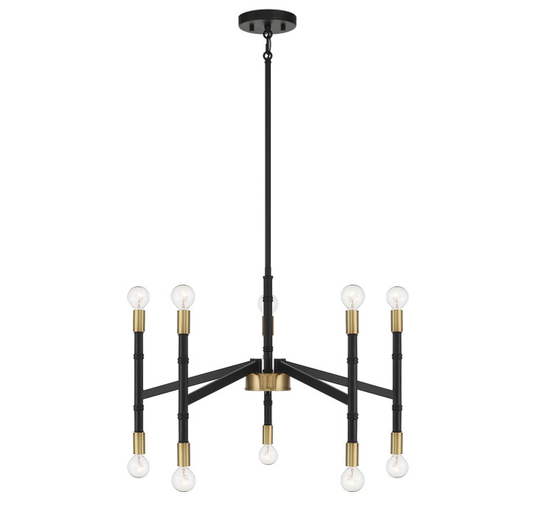 Lighting One E - V6-L1-5610-10-143 - Ten Light Chandelier - Rossi - Matte Black w/ Warm Brass