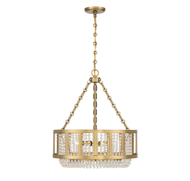 Lighting One E - V6-L7-3201-4-322 - Four Light Pendant - Mancini - Warm Brass