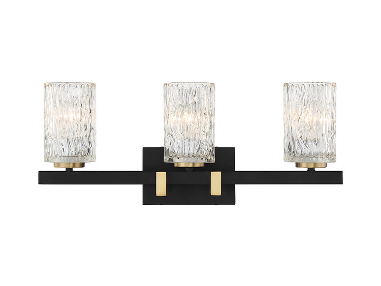 Lighting One E - V6-L8-3601-3-143 - Three Light Bathroom Vanity - Keene - Matte Black w/ Warm Brass