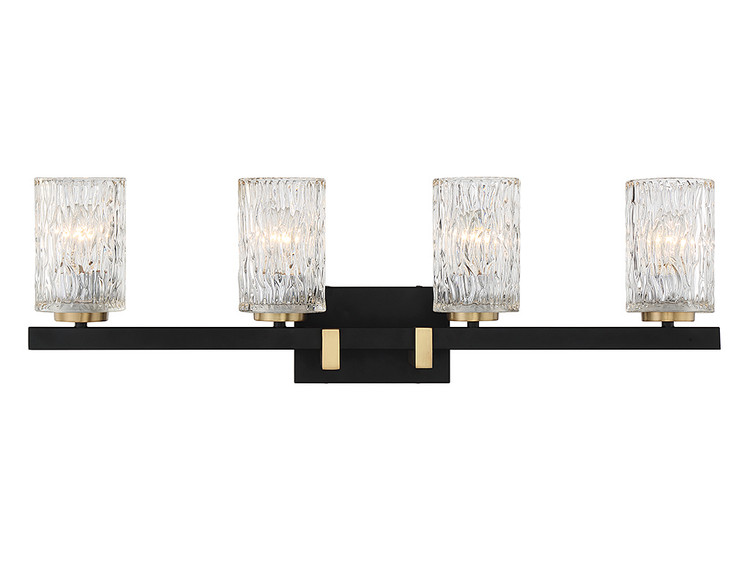 Lighting One E - V6-L8-3601-4-143 - Four Light Bathroom Vanity - Keene - Matte Black w/ Warm Brass