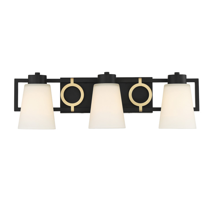 Lighting One E - V6-L8-4450-3-143 - Three Light Bathroom Vanity - Russo - Matte Black w/ Warm Brass