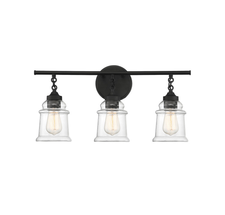 Lighting One E - V6-L8-8055-3-BK - Three Light Bathroom Vanity - Fuller - Matte Black