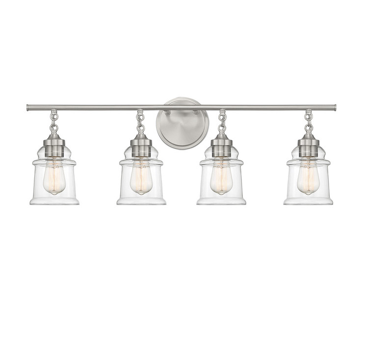 Lighting One E - V6-L8-8055-4-SN - Four Light Bathroom Vanity - Fuller - Satin Nickel