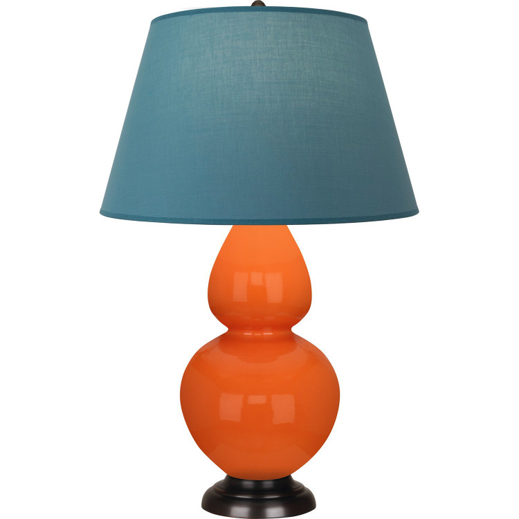 Robert Abbey - 1645B - One Light Table Lamp - Double Gourd - Pumpkin Glazed Ceramic w/Deep Patina Bronze