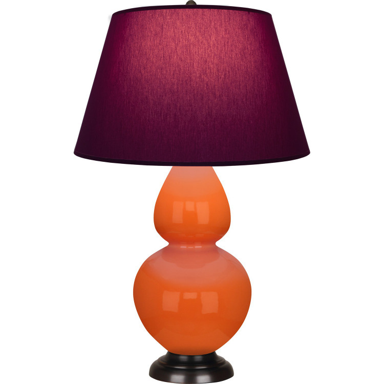Robert Abbey - 1645P - One Light Table Lamp - Double Gourd - Pumpkin Glazed Ceramic w/Deep Patina Bronze