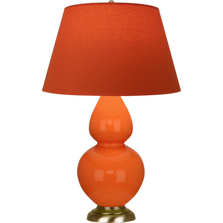 Robert Abbey - 1665T - One Light Table Lamp - Double Gourd - Pumpkin Glazed Ceramic w/Antique Natural Brass