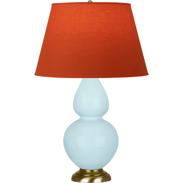 Robert Abbey - 1666T - One Light Table Lamp - Double Gourd - Baby Blue Glazed Ceramic w/Antique Natural Brass