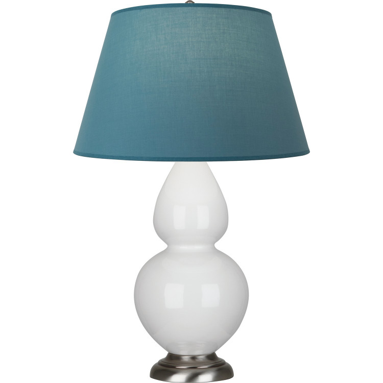 Robert Abbey - 1670B - One Light Table Lamp - Double Gourd - Lily Glazed Ceramic w/Antique Silver