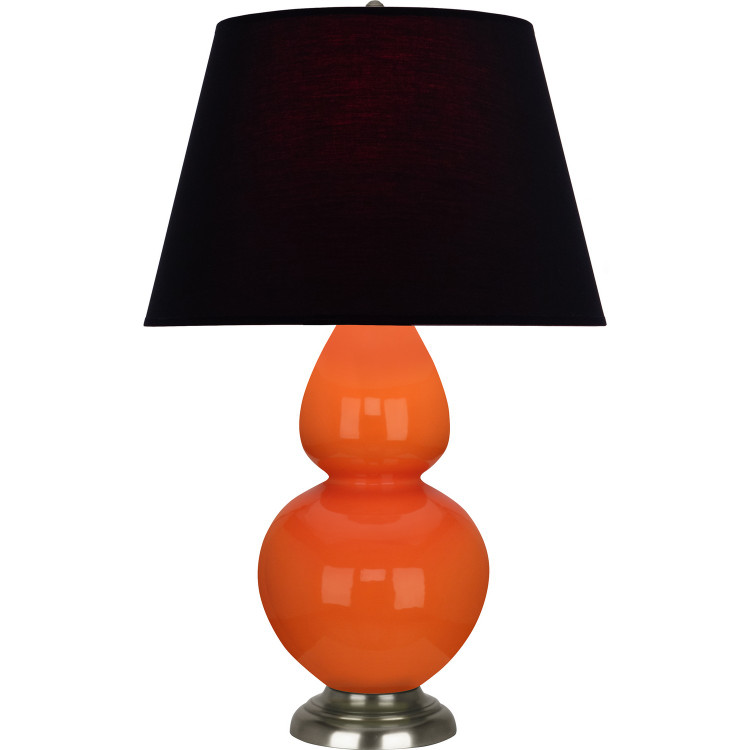 Robert Abbey - 1675K - One Light Table Lamp - Double Gourd - Pumpkin Glazed Ceramic w/Antique Silver