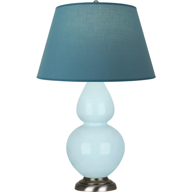 Robert Abbey - 1676B - One Light Table Lamp - Double Gourd - Baby Blue Glazed Ceramic w/Antique Silver