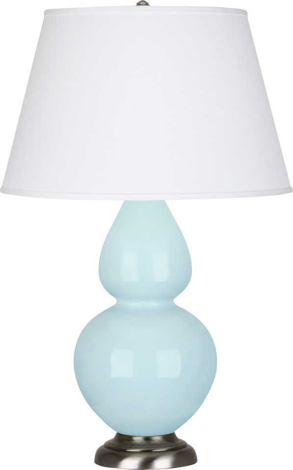 Robert Abbey - 1676X - One Light Table Lamp - Double Gourd - Baby Blue Glazed Ceramic w/Antique Silver