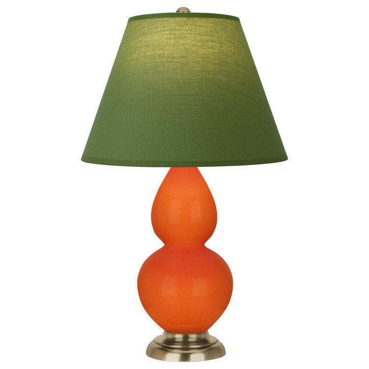 Robert Abbey - 1685G - One Light Accent Lamp - Small Double Gourd - Pumpkin Glazed Ceramic w/Antique Natural Brass