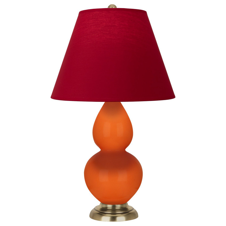 Robert Abbey - 1685R - One Light Accent Lamp - Small Double Gourd - Pumpkin Glazed Ceramic w/Antique Natural Brass