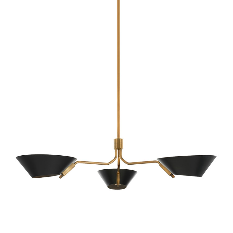 Troy Lighting - F8143-PBR/SBK - Three Light Chandelier - Sacramento - Patina Brass