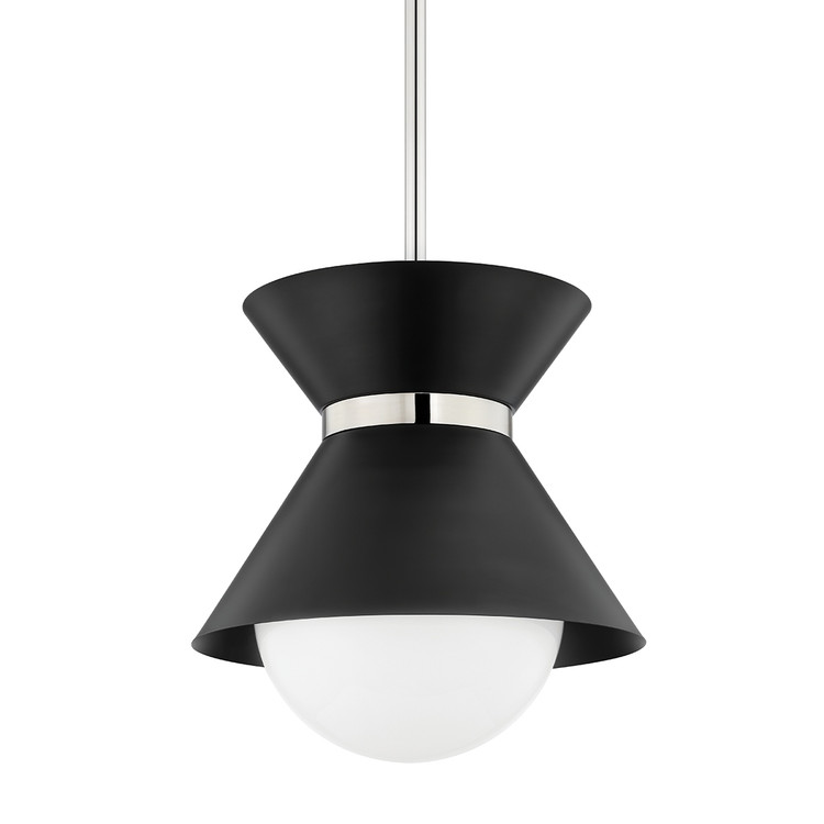 Troy Lighting - F8620-SBK/PN - One Light Pendant - Scout - Soft Black/Polished Nickel