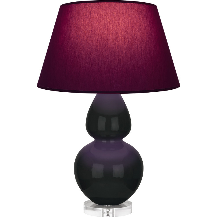 Robert Abbey - OS23P - One Light Table Lamp - Double Gourd - Obsidian Glazed Ceramic w/Lucite
