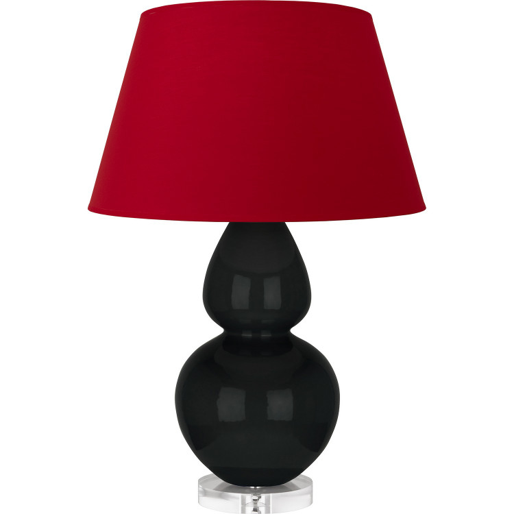 Robert Abbey - OS23R - One Light Table Lamp - Double Gourd - Obsidian Glazed Ceramic w/Lucite