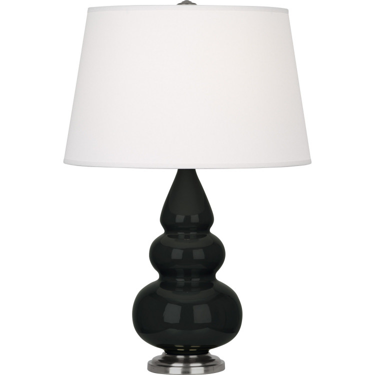 Robert Abbey - OS32X - One Light Accent Lamp - Small Triple Gourd - Obsidian Glazed Ceramic w/Antique Silver