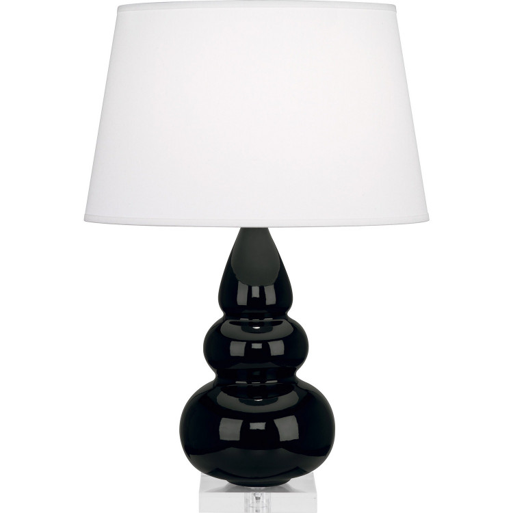 Robert Abbey - OS33X - One Light Accent Lamp - Small Triple Gourd - Obsidian Glazed Ceramic w/Lucite