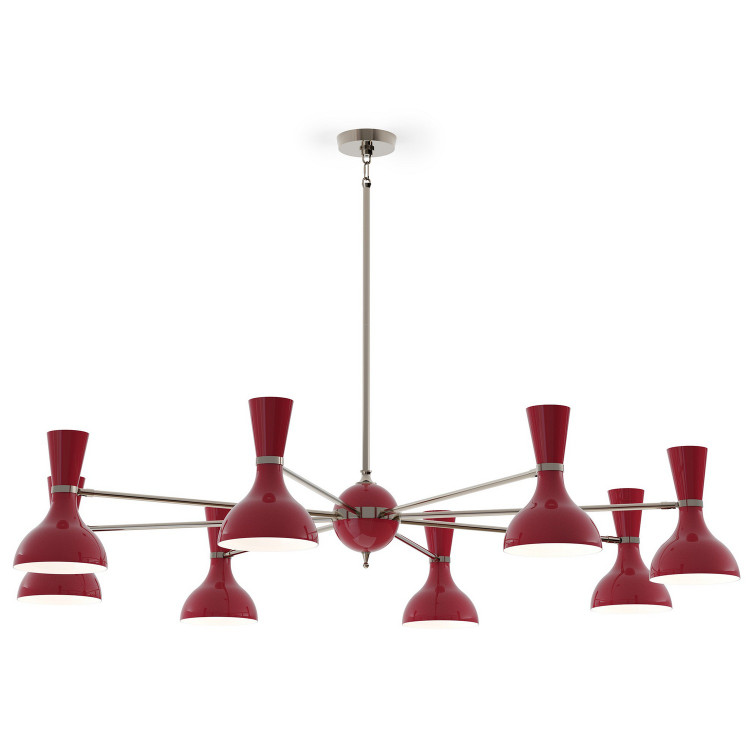 Robert Abbey - OX09OX - Eight Light Chandelier - Clare - Polished Nickel w/Oxblood Painted