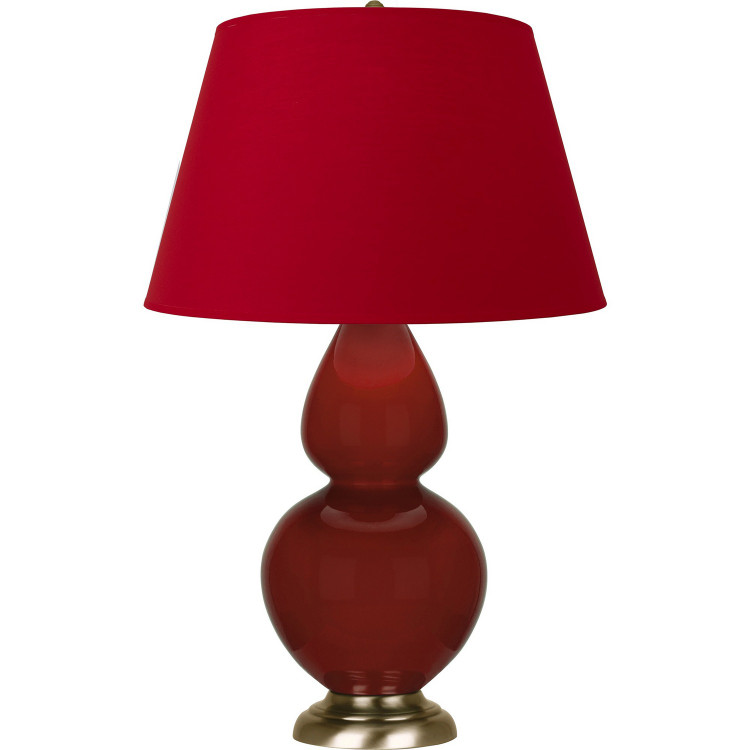 Robert Abbey - OX20R - One Light Table Lamp - Double Gourd - Oxblood Glazed Ceramic w/Antique Natural Brass