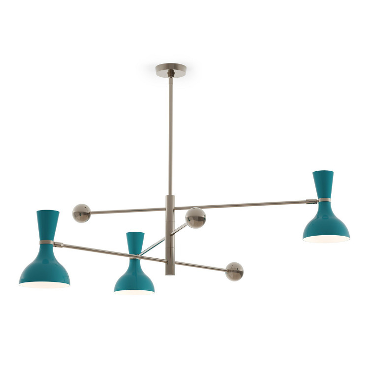 Robert Abbey - PC11PC - Three Light Pendant - Clare - Polished Nickel w/Peacock Painted