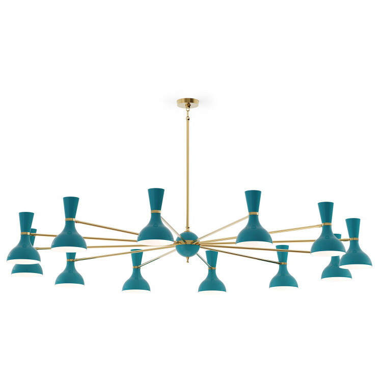 Robert Abbey - PC12PC - 12 Light Chandelier - Clare - Modern Brass w/Peacock Painted