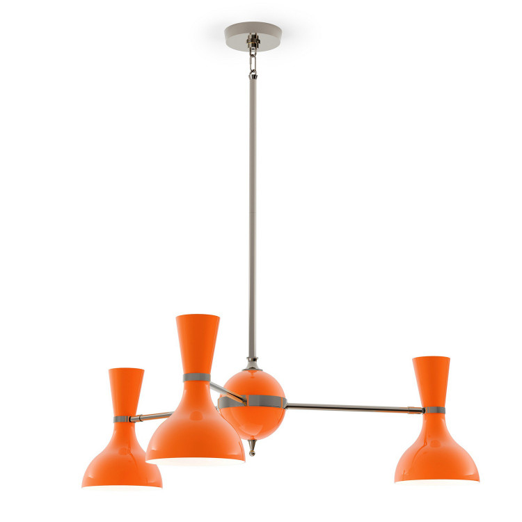 Robert Abbey - PM04PM - Three Light Chandelier - Clare - Polished Nickel w/Pumpkin Painted