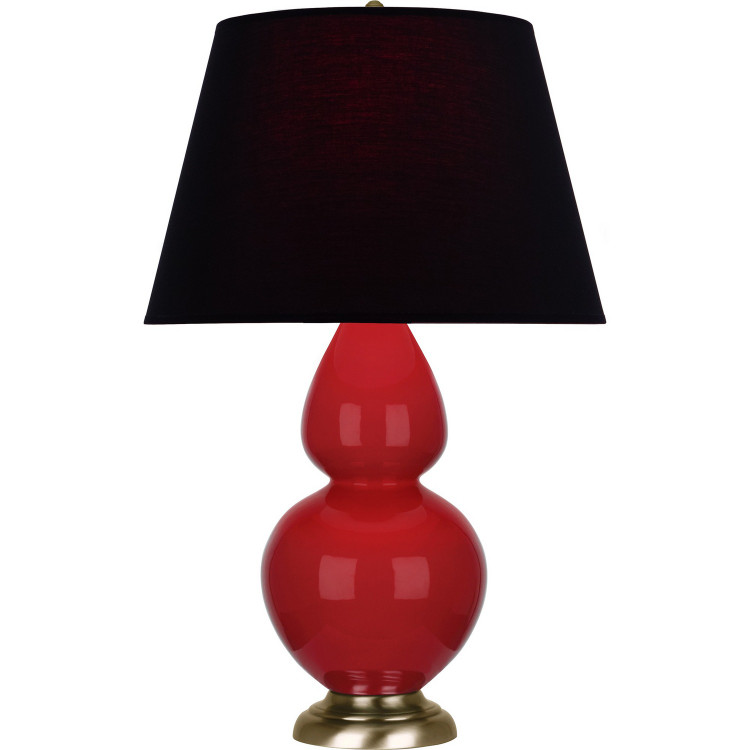 Robert Abbey - RR20K - One Light Table Lamp - Double Gourd - Ruby Red Glazed Ceramic w/Antique Natural Brass