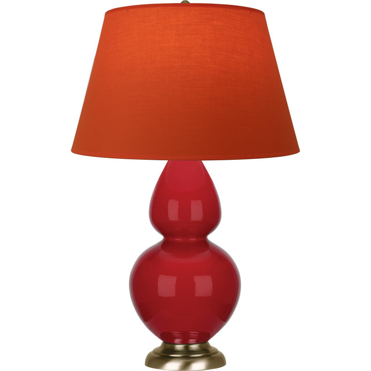 Robert Abbey - RR20T - One Light Table Lamp - Double Gourd - Ruby Red Glazed Ceramic w/Antique Natural Brass