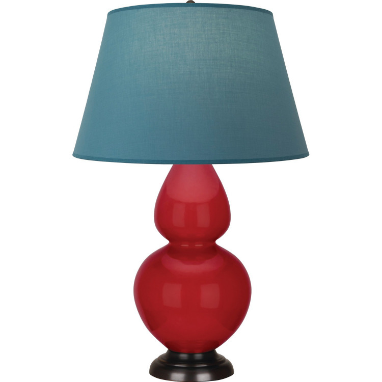 Robert Abbey - RR21B - One Light Table Lamp - Double Gourd - Ruby Red Glazed Ceramic w/Deep Patina Bronze