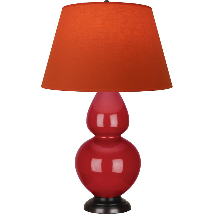 Robert Abbey - RR21T - One Light Table Lamp - Double Gourd - Ruby Red Glazed Ceramic w/Deep Patina Bronze