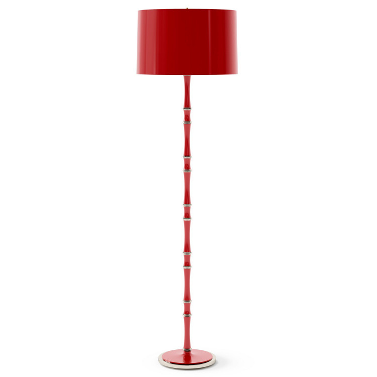 Robert Abbey - RR74X - One Light Floor Lamp - Kane - Ruby Red w/Polished Nickel