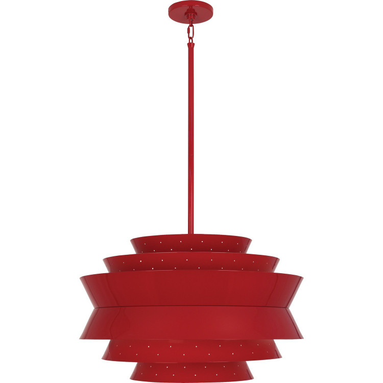 Robert Abbey - RR983 - Three Light Pendant - Pierce - Ruby Red Gloss