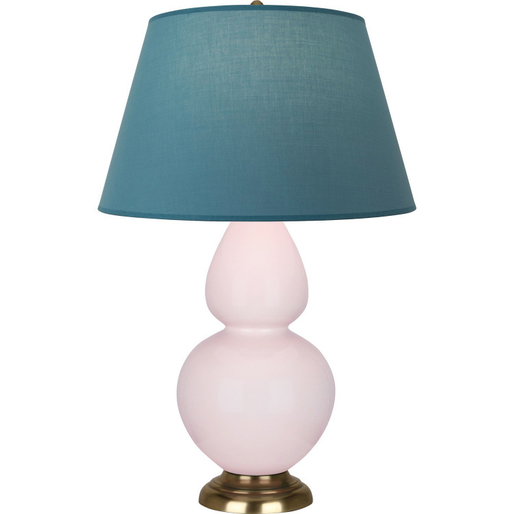 Robert Abbey - RW20B - One Light Table Lamp - Double Gourd - Rose Water Glazed Ceramic w/Antique Natural Brass