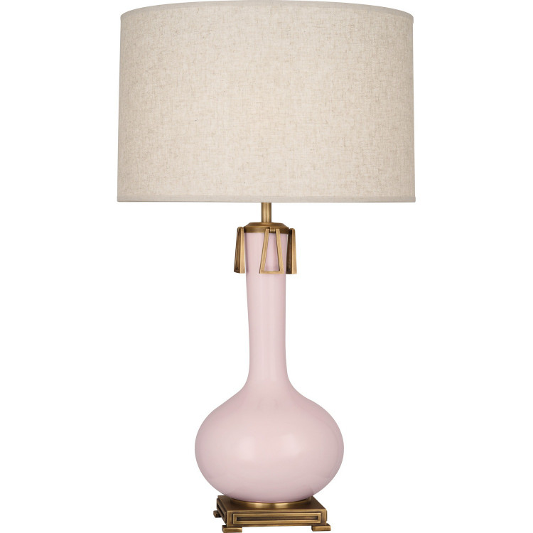 Robert Abbey - RW992 - One Light Table Lamp - Athena - Rose Water Glazed Ceramic w/Aged Brass