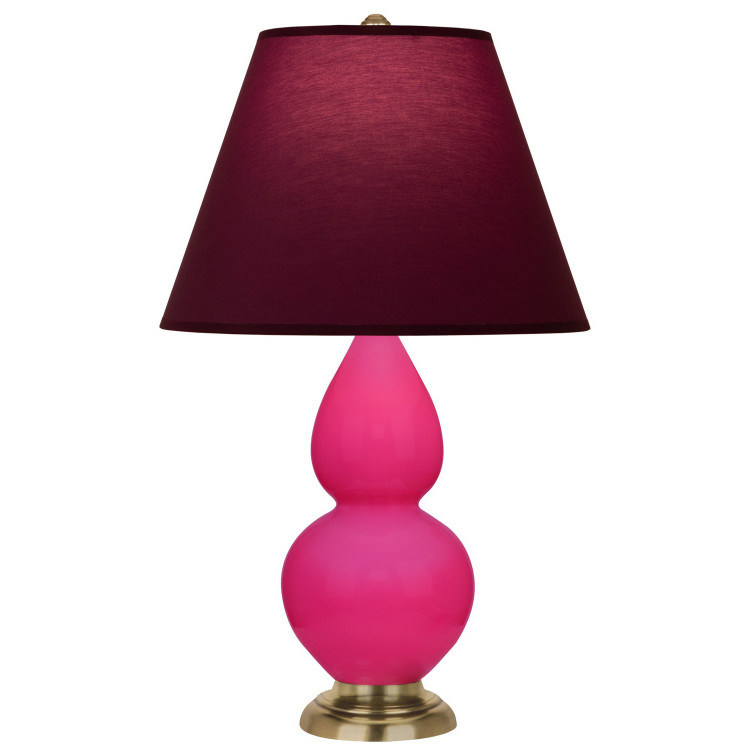 Robert Abbey - RZ10P - One Light Accent Lamp - Small Double Gourd - Razzle Rose Glazed Ceramic w/Antique Natural Brass