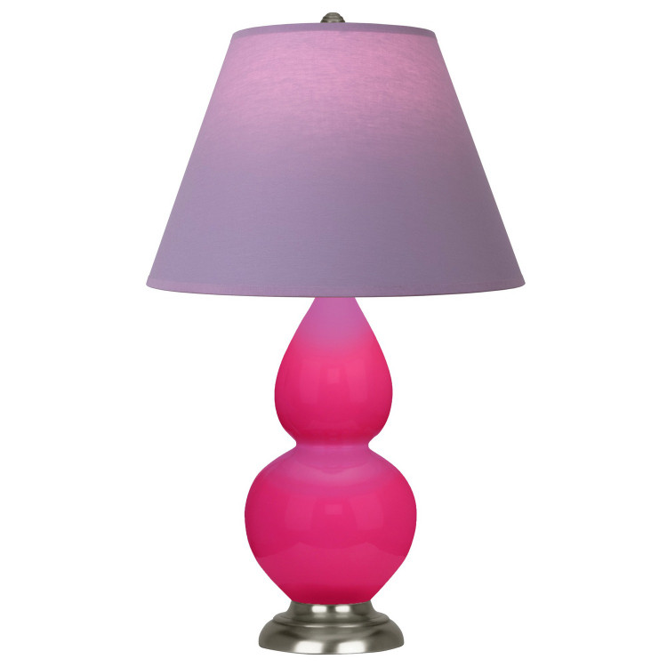 Robert Abbey - RZ12L - One Light Accent Lamp - Small Double Gourd - Razzle Rose Glazed Ceramic w/Antique Silver
