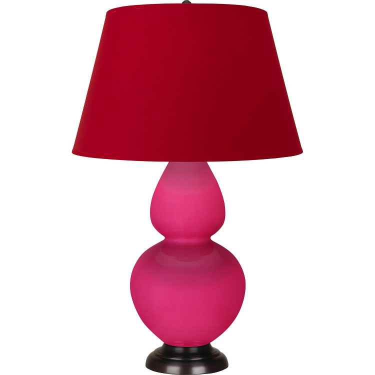 Robert Abbey - RZ21R - One Light Table Lamp - Double Gourd - Razzle Rose Glazed Ceramic w/Deep Patina Bronze